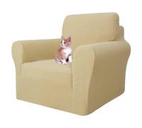 MAXIJIN Housses de Chaise Extensibles pour Salon, Housse de Chaise Universelle 1 pièce avec Bras Jacquard Protecteur de Chaise Chiens canapé canapé Housse de Fauteuil (1 Place, Beige)