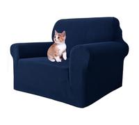 MAXIJIN Housses de Chaise Extensibles pour Salon, Housse de Chaise Universelle 1 pièce avec Bras Jacquard Protecteur de Chaise Chiens canapé canapé Housse de Fauteuil (1 Place, Bleu Marine)
