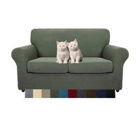 MAXIJIN Lot de 3 Housses de canapé en Jacquard pour 2 Places Super Extensibles Antidérapantes Protection élastique (2 Places, Vert armée)