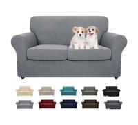 MAXIJIN Lot de 3 Housses de canapé en Jacquard pour 2 Places Super Extensibles Antidérapantes Protection élastique (2 Places, Gris Clair)