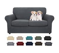 MAXIJIN Lot de 3 Housses de canapé en Jacquard pour 2 Places Super Extensibles Antidérapantes Protection élastique (2 Places, Gris foncé)