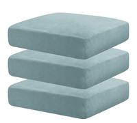 MAXIJIN Lot de 3 Housses de Coussin de canapé en Velours Extensible avec Fond élastique pour Coussin Individuel (Taille XL, Bleu poussiéreux)