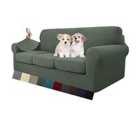 MAXIJIN Lot de 4 Housses de canapé 3 Places en Jacquard Super Extensibles et antidérapantes pour Chiens et Animaux domestiques (3 Places, Vert armée)
