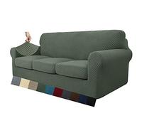 MAXIJIN Lot de 4 Housses de canapé 3 Places Super Extensibles et antidérapantes en Jacquard pour Chiens et Animaux domestiques (4 Places, Vert armée)