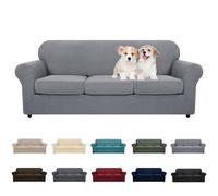 MAXIJIN Lot de 4 Housses de canapé à 3 Coussins - Super Extensibles, antidérapantes et adaptées aux Animaux domestiques, Housse de Protection en Jacquard élastique (canapé, Gris Clair)