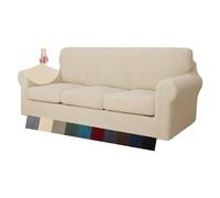 MAXIJIN Lot de 4 Housses de canapé Extra Larges pour canapé 3 Places Super Stretch Jacquard pour Chiens Pet Friendly Canapé Housse pour Meubles (4 Places, Beige Clair)