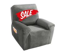MAXIJIN Lot de 4 Housses de Chaise inclinables en Velours épais et Doux pour Fauteuil inclinable avec Poche latérale (Fauteuil inclinable, Gris)