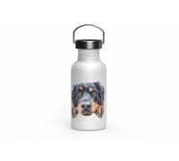 MAXIKIWI - Bouteille d'eau à paroi simple en acier inoxydable avec bouchon à vis et poignée, non isolée, légère, sans BPA, anti-fuite - Race de chien qui regarde les yeux - 500 ml