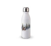 MAXIKIWI Bouteille d'eau à paroi unique avec bouchon à vis, aluminium léger non isolé, sans BPA, anti-fuite - Arbres de la forêt d'hiver enneigée - 500 ml