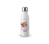 MAXIKIWI - Bouteille d'eau à paroi unique avec bouchon à vis, aluminium léger non isolé, sans BPA, anti-fuite - Lot de rose Welcome Baby - 500 ml