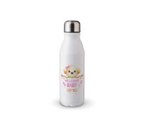 MAXIKIWI - Bouteille d'eau à paroi unique avec bouchon à vis, aluminium léger non isolé, sans BPA, anti-fuite - Lot de rose Welcome Baby - 500 ml