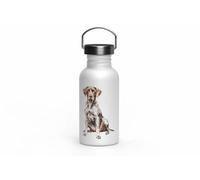 MAXIKIWI - Gourde à paroi simple en acier inoxydable avec bouchon à vis et poignée, non isolée, légère, sans BPA, anti-fuite - Race de chien - 500 ml