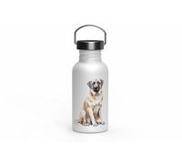 MAXIKIWI - Gourde à paroi simple en acier inoxydable avec bouchon à vis et poignée, non isolée, légère, sans BPA, anti-fuite - Race de chien - 500 ml
