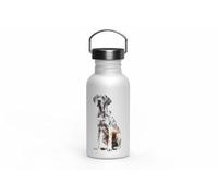 MAXIKIWI - Gourde à paroi simple en acier inoxydable avec bouchon à vis et poignée, non isolée, légère, sans BPA, anti-fuite - Race de chien - 500 ml
