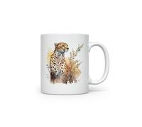MAXIKIWI - Tasse à café ou à thé en céramique lisse et durable pour la maison ou le bureau - Parfait pour toutes les occasions - Aquarelle guépard - 300 ml