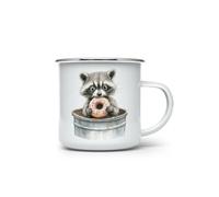 MAXIKIWI - Tasse à café ou thé en émail durable pour intérieur et extérieur - Aquarelle animaux insolites - 350 ml