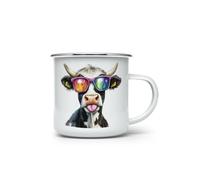 MAXIKIWI - Tasse à café ou thé en émail durable pour intérieur et extérieur - Aquarelle animaux insolites - 350 ml