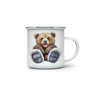 MAXIKIWI - Tasse à café ou thé en émail durable pour intérieur et extérieur - Aquarelle animaux insolites - 350 ml