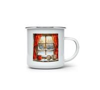 MAXIKIWI - Tasse à café ou thé en émail durable pour l'intérieur et l'extérieur - Aquarelle Cozy Berry Christmas - 350 ml