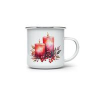MAXIKIWI - Tasse à café ou thé en émail durable pour l'intérieur et l'extérieur - Aquarelle Cozy Berry Christmas - 350 ml