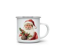 MAXIKIWI - Tasse à café ou thé en émail durable pour l'intérieur et l'extérieur - Aquarelle Cozy Berry Christmas - 350 ml