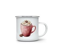 MAXIKIWI - Tasse à café ou thé en émail durable pour l'intérieur et l'extérieur - Aquarelle Cozy Berry Christmas - 350 ml