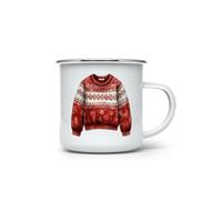 MAXIKIWI - Tasse à café ou thé en émail durable pour l'intérieur et l'extérieur - Aquarelle Cozy Berry Christmas - 350 ml