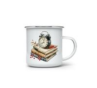 MAXIKIWI - Tasse à café ou thé en émail durable pour l'intérieur et l'extérieur - Aquarelle Cozy Berry Christmas - 350 ml