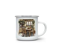 MAXIKIWI - Tasse à café ou thé en émail durable pour l'intérieur et l'extérieur - Aquarelle Cozy Berry Christmas - 350 ml