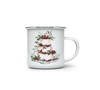 MAXIKIWI - Tasse à café ou thé en émail durable pour l'intérieur et l'extérieur - Aquarelle Cozy Berry Christmas - 350 ml