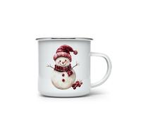 MAXIKIWI - Tasse à café ou thé en émail durable pour l'intérieur et l'extérieur - Aquarelle Cozy Berry Christmas - 350 ml