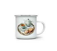 MAXIKIWI - Tasse à café ou thé en émail durable pour l'intérieur et l'extérieur - Aquarelle Cozy Berry Christmas - 350 ml