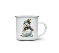 MAXIKIWI - Tasse à café ou thé en émail durable pour l'intérieur et l'extérieur - Aquarelle Cozy Berry Christmas - 350 ml