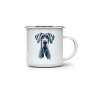 MAXIKIWI - Tasse à café ou thé en émail durable pour l'intérieur et l'extérieur - Aquarelle qui regarde un chien dogue allemand - 350 ml