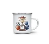 MAXIKIWI - Tasse à café ou thé en émail durable pour l'intérieur et l'extérieur - Aquarelle Sports Fête des Pères - 350 ml