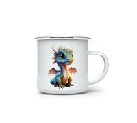 MAXIKIWI - Tasse à café ou thé en émail durable pour l'intérieur et l'extérieur - Baby Dragon - 350 ml