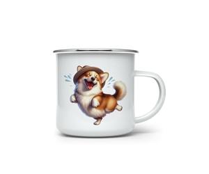 MAXIKIWI - Tasse à café ou thé en émail durable pour l'intérieur et l'extérieur - Corgi mignon - 350 ml
