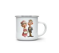 MAXIKIWI - Tasse à café ou thé en émail durable pour l'intérieur et l'extérieur - Nouvel An grand-mère grand-père - 350 ml