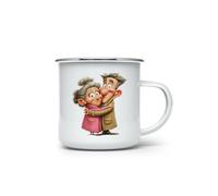 MAXIKIWI - Tasse à café ou thé en émail durable pour l'intérieur et l'extérieur - Nouvel An grand-mère grand-père - 350 ml