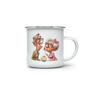 MAXIKIWI - Tasse à café ou thé en émail durable pour l'intérieur et l'extérieur - Nouvel An grand-mère grand-père - 350 ml