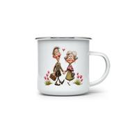 MAXIKIWI - Tasse à café ou thé en émail durable pour l'intérieur et l'extérieur - Saint Valentin grand-mère grand-père - 350 ml