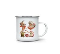 MAXIKIWI - Tasse à café ou thé en émail durable pour l'intérieur et l'extérieur - Saint Valentin grand-mère grand-père - 350 ml