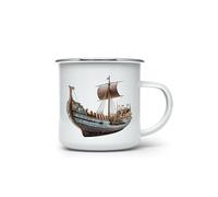 MAXIKIWI - Tasse à café ou thé en émail durable pour l'intérieur et l'extérieur - Vikings - 350 ml