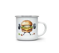 MAXIKIWI - Tasse de camping en émail durable pour intérieur et extérieur - Personnages alimentaires aquarelles - 350 ml