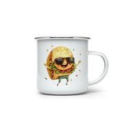 MAXIKIWI - Tasse de camping en émail durable pour intérieur et extérieur - Personnages alimentaires aquarelles - 350 ml