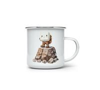 MAXIKIWI - Tasse de camping en émail durable pour intérieur et extérieur - Personnages alimentaires aquarelles - 350 ml