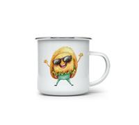 MAXIKIWI - Tasse de camping en émail durable pour intérieur et extérieur - Personnages alimentaires aquarelles - 350 ml