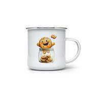 MAXIKIWI - Tasse de camping en émail durable pour intérieur et extérieur - Personnages alimentaires aquarelles - 350 ml