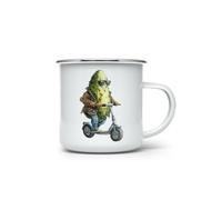 MAXIKIWI - Tasse de camping en émail durable pour intérieur et extérieur - Personnages alimentaires aquarelles - 350 ml