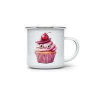 MAXIKIWI - Tasse de camping en émail durable pour intérieur et extérieur - Personnages alimentaires aquarelles - 350 ml